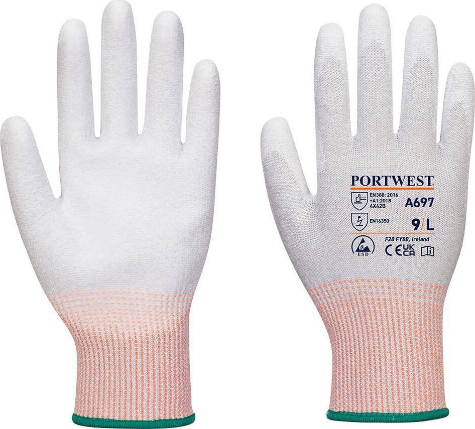 Portwest A697 - LR13 Rękawica ESD z powleczeniem PU na dłoni - 12 par S