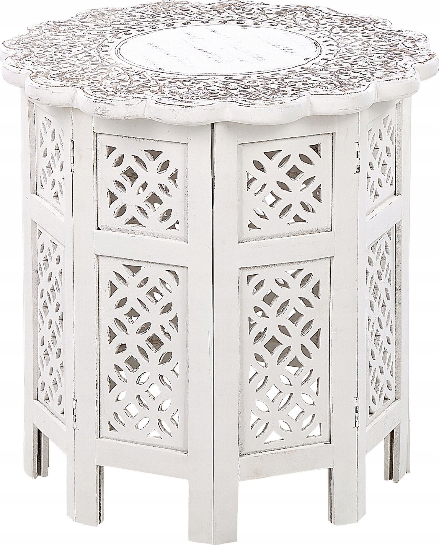 Beliani Stolik pomocniczy drewno mango złamana biel BADHI