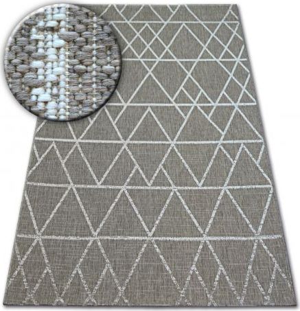 Dywany Łuszczów DYWAN SZNURKOWY SIZAL FLOORLUX 20508 taupe / champagne TRÓJKĄTY, 80x150 cm