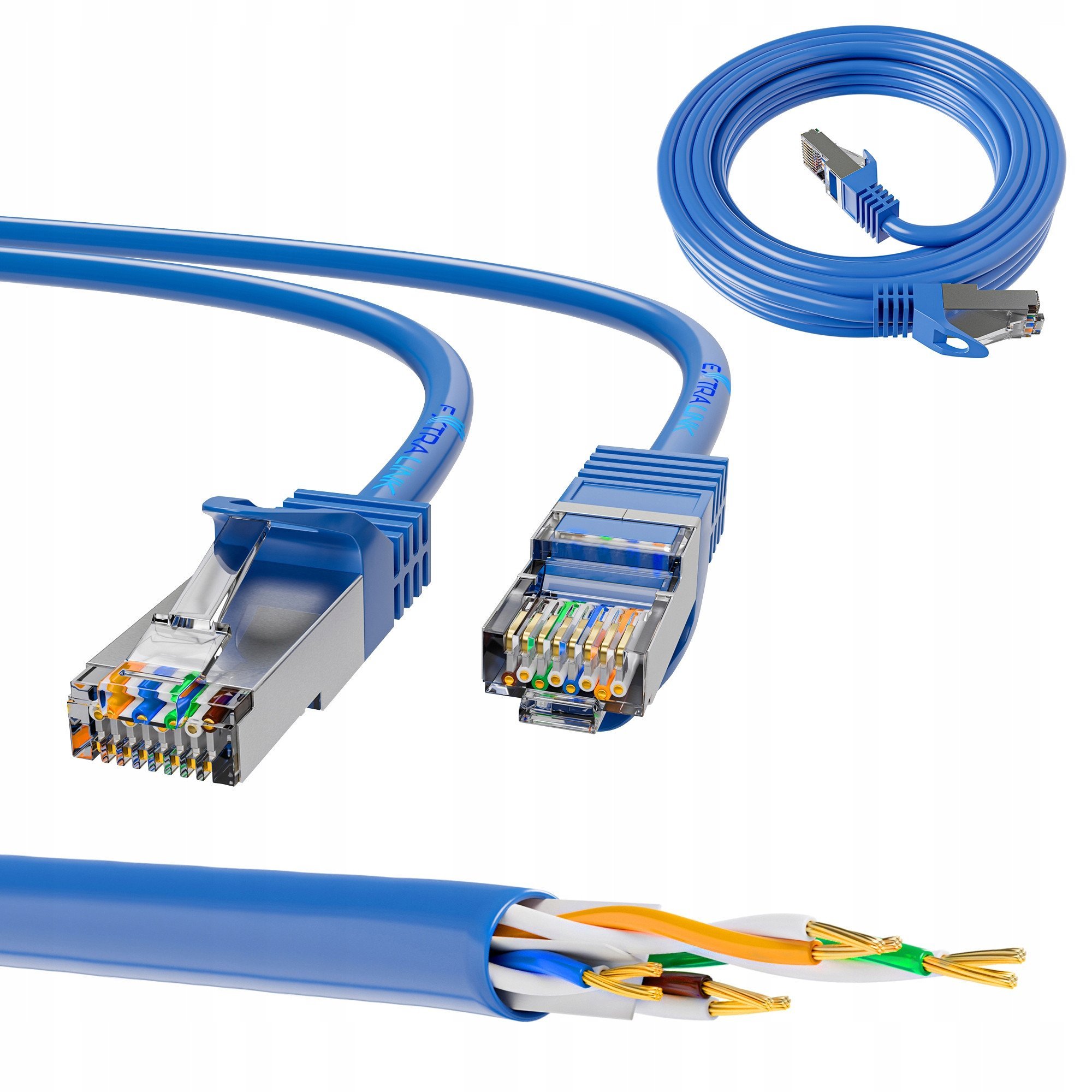Extralink Kat.8.1 S/FTP 0,5m 40G Niebieski | Patchcord LAN | Miedź Kabel sieciowy skrętka