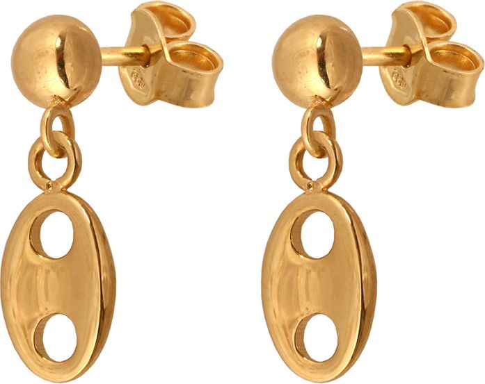 Lovrin Złote kolczyki 585 z elementem w kształcie owalnego guzika 3.00g