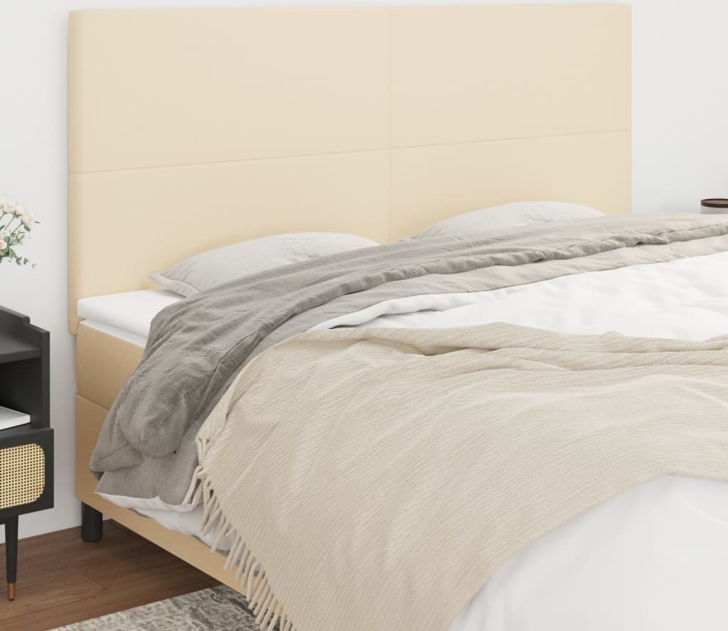 vidaXL vidaXL Zagłówki do łóżka, 4 szt., kremowe, 100x5x78/88 cm, tkanina