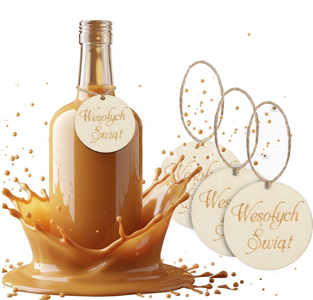 5x Zawieszki Świąteczne Na Butelki Choinkę z drewna WESOŁYCH ŚWIĄT