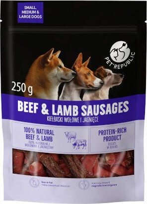 Pet Republic PetRepublic przysmak kiełbaski wołowe i jagnięce dla psa 250g