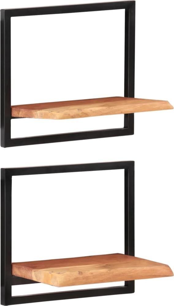 vidaXL vidaXL Półki ścienne, 2 szt., 40x24x35 cm, lite drewno akacjowe i stal