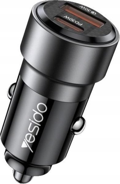 Ładowarka Yesido yesido Ład. sam. Y54 60W QC3.0 USB-A+C + Kabel 60W C/iP , BLACK / CZARNY