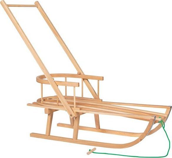 Springos Drewniane sanki z oparciem i pchaczem UNIWERSALNY