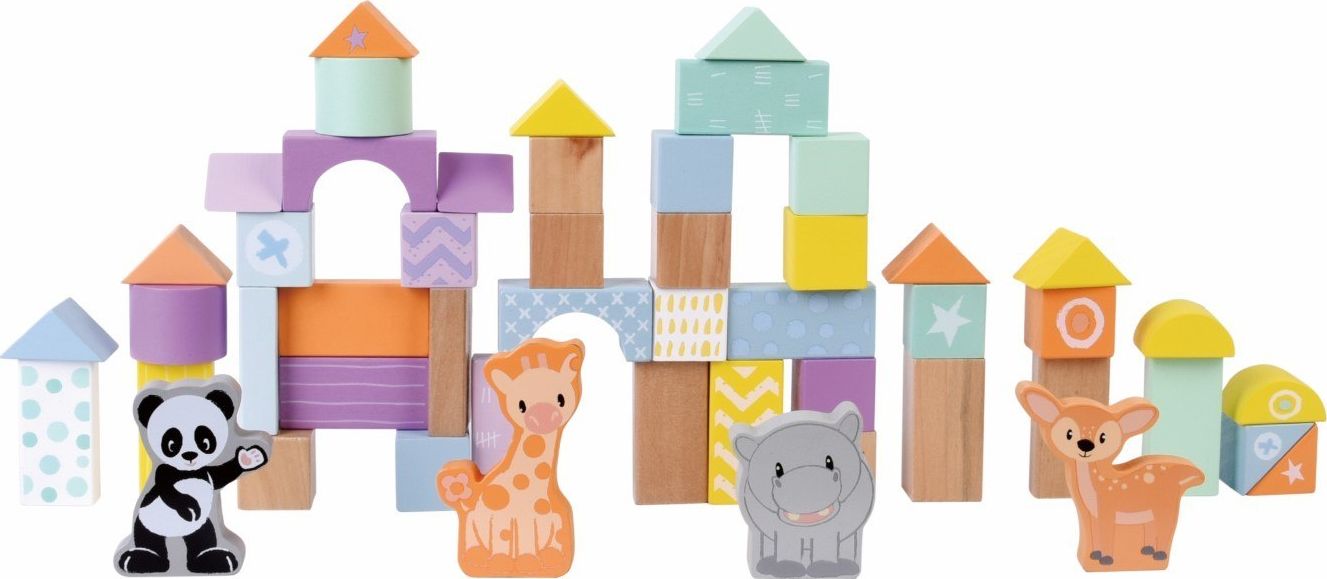 Sun Baby Klocki drewniane do budowy zestaw 50 szt