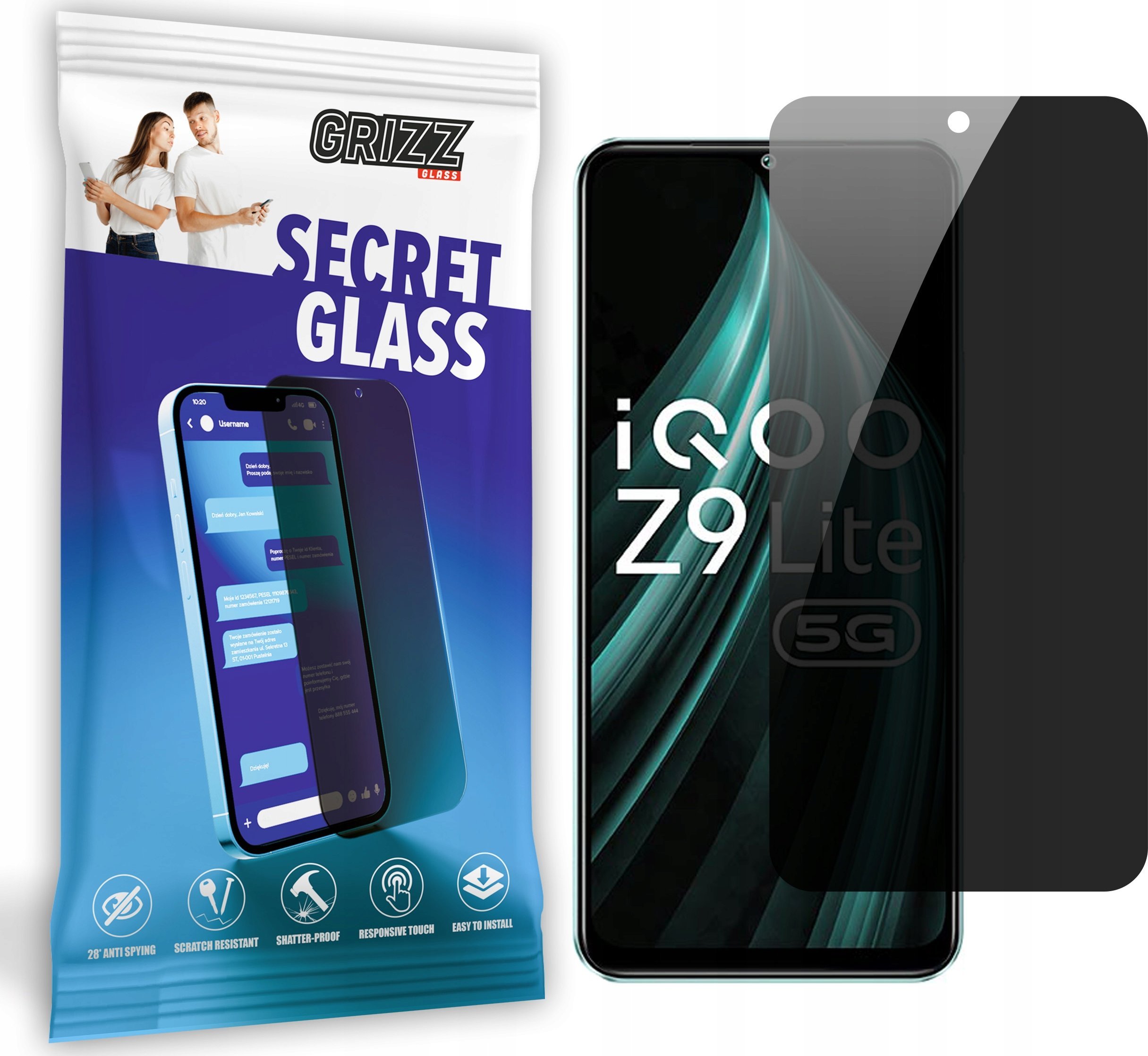 GrizzGlass Szkło prywatyzujące GrizzGlass SecretGlass do Vivo iQOO Z9 Lite