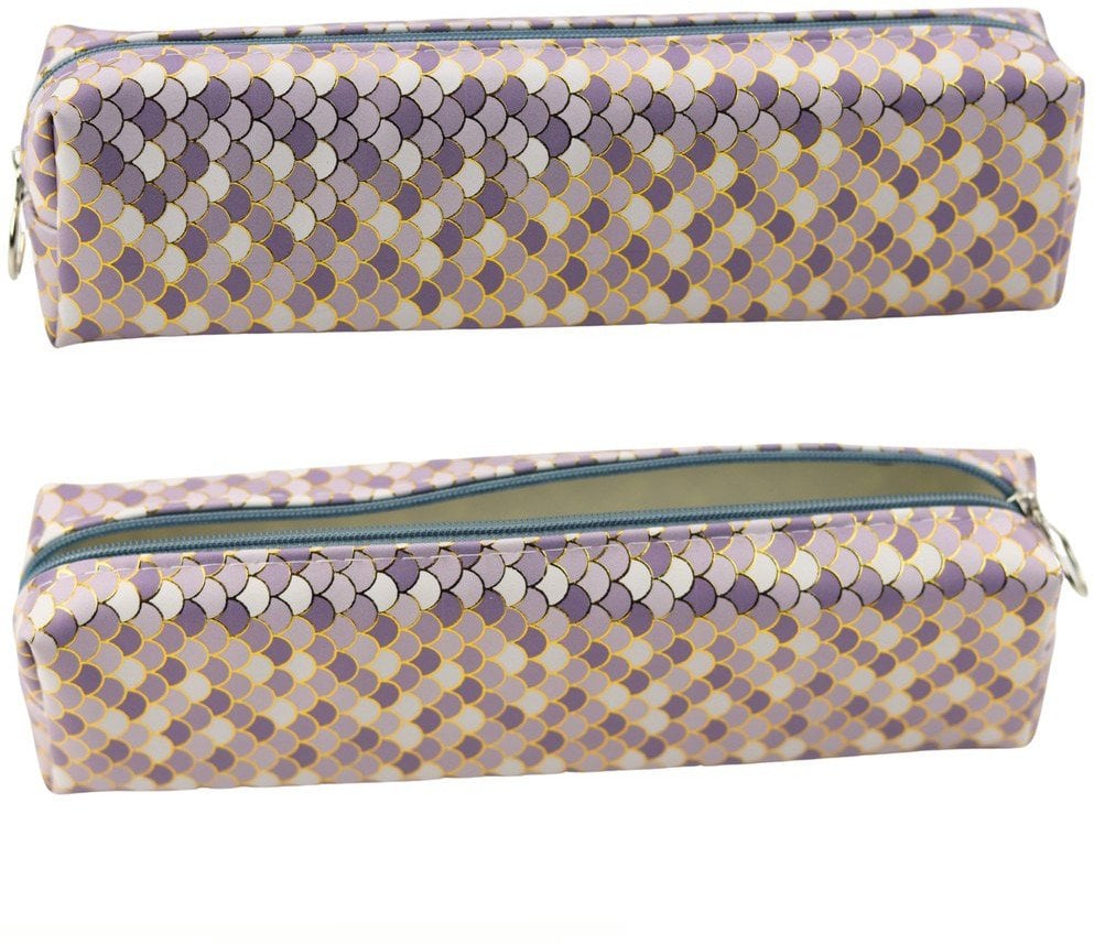 Piórnik Szkolny Łuski Szary Błyszczące Złote Elementy