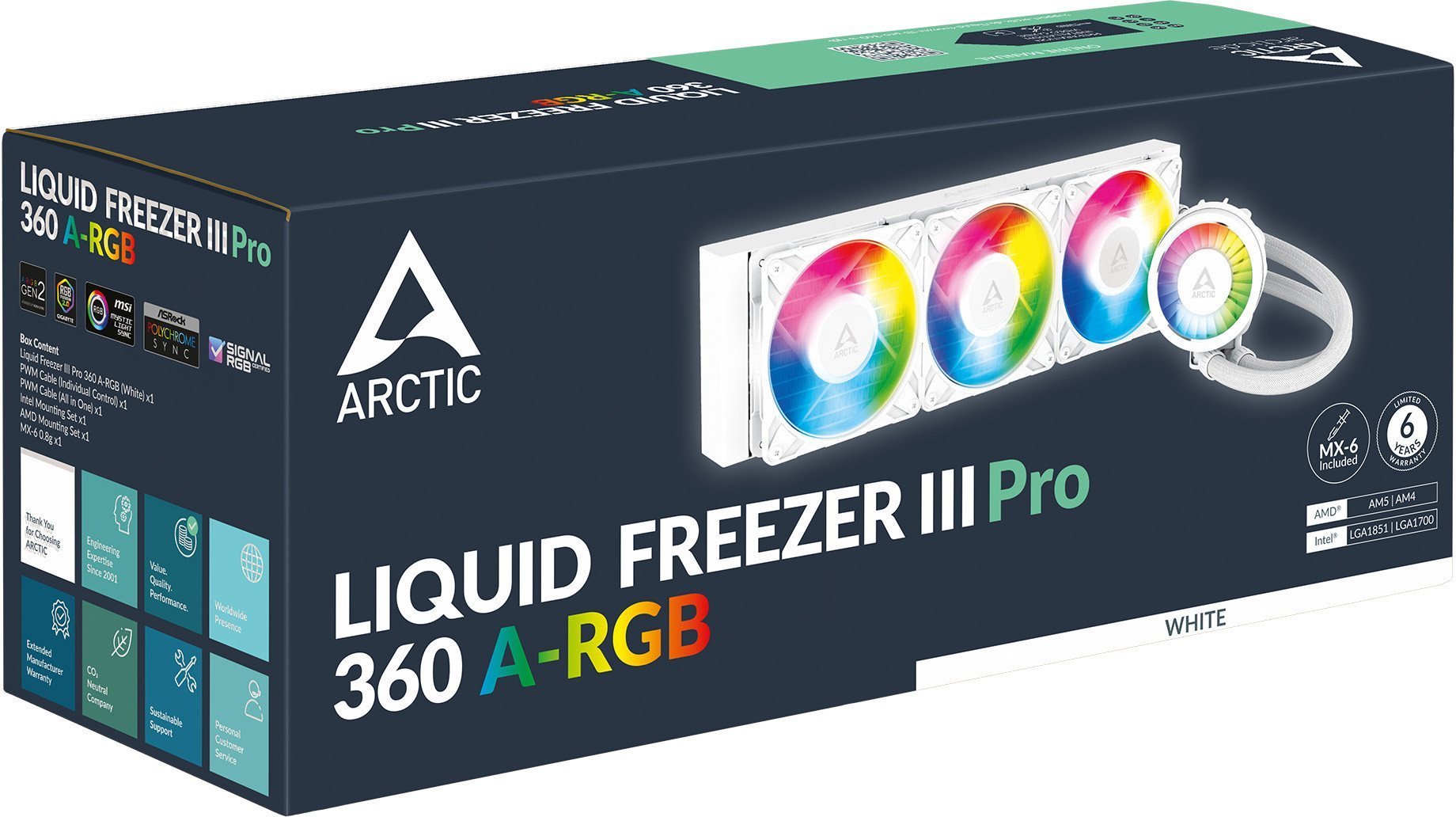 Chłodzenie wodne ARCTIC Chłodzenie wodne Arctic Liquid Freezer III Pro 360 A-RGB Białe (ACFRE00188A) + Butelka Termiczna