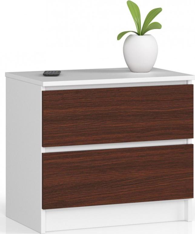 Fabryka Mebli Akord KOMODA K 60 cm 2 SZUFLADY BIAŁA / WENGE