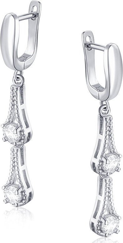 Irbis srebrne kolczyki wiszące łezki z cyrkoniami Uniwersalny