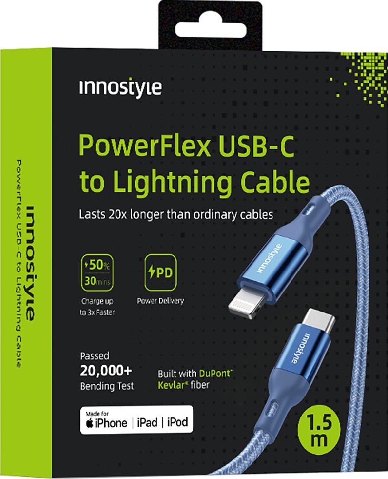 Kabel USB Innostyle USB-C - Lightning 1.5 m Niebieski