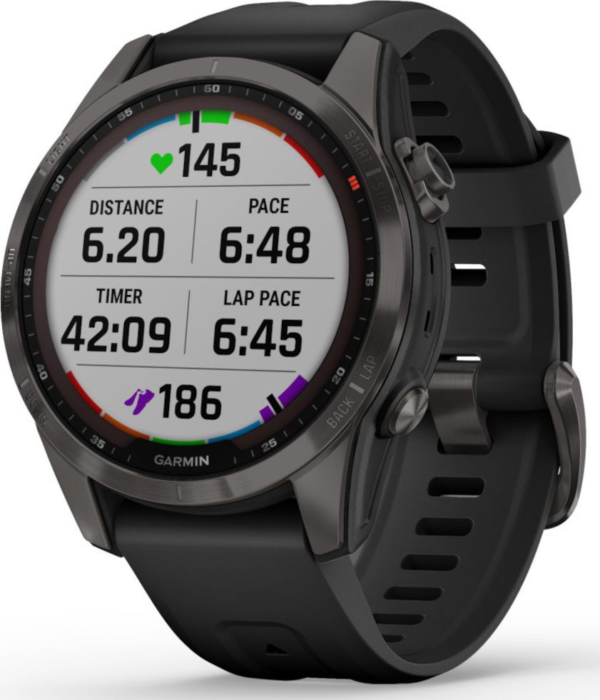 Zegarek sportowy Garmin Fenix 7S Sapphire Solar DLC Czarny (010-02539-25)