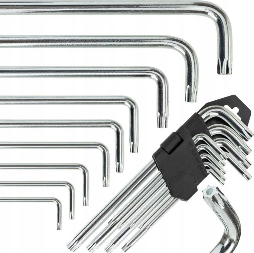 Klucze KLUCZE IMBUSOWE IMBUSY TORX "L" Z OTWOREM GWIAZDKOWE T10-T50 9 EL. ZESTAW