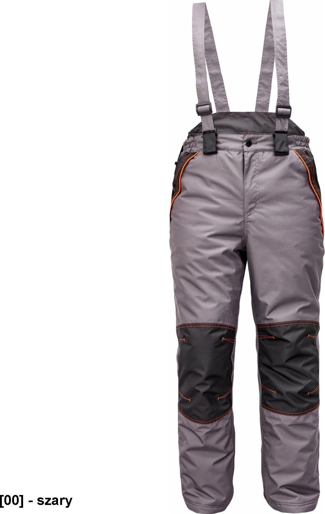 CERVA CREMORNE spodnie zimowe - męskie zimowe spodnie z odpinanymi szelkami, 100% poliester - szary S