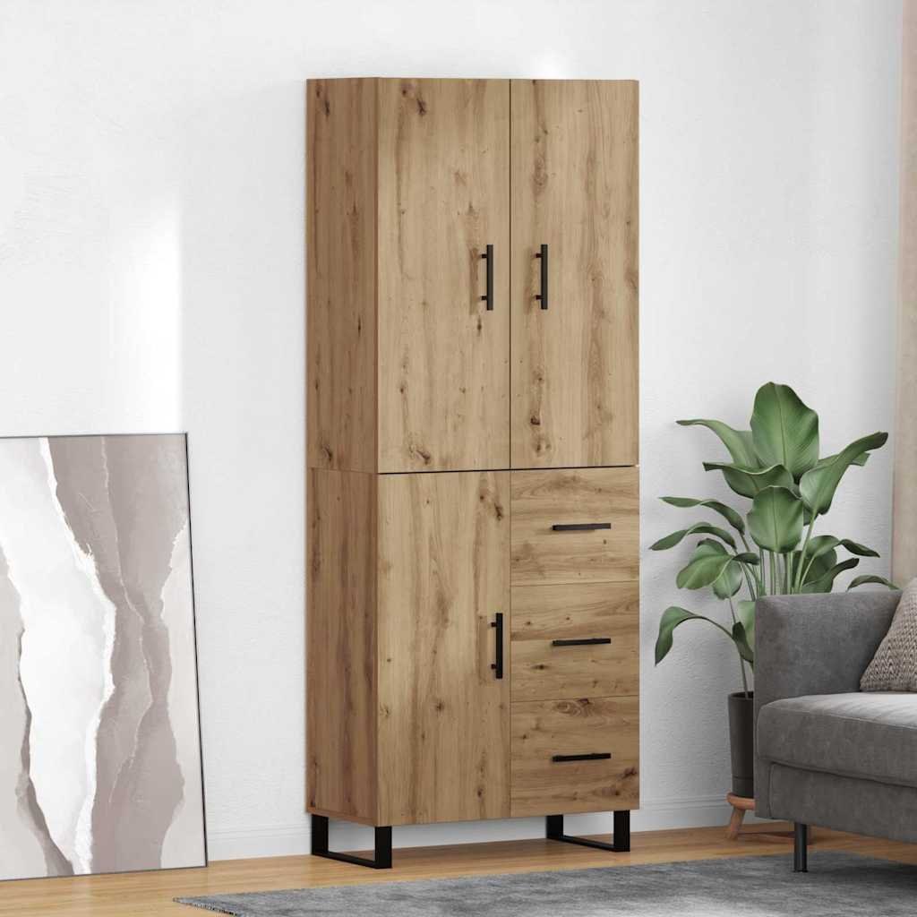 vidaXL Highboard 2 pcs Dąb rzemieślniczy Drewno inżynieryjne i szkło