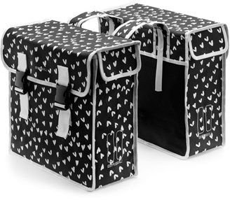 Basil Sakwa miejska podwójna BASIL MARA XL 35L, mocowanie na paski, wodoodporny poliester, czarna heart dots (NEW) - BAS-17698