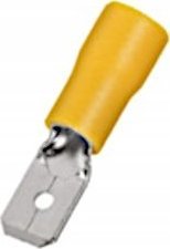 2x Konektor męski 6.3mm z izolacją żółty