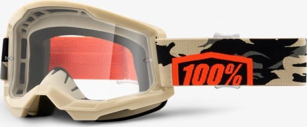 100% Gogle 100% STRATA 2 KOMBAT (Szyba Przezroczysta Anti-Fog, LT 88%-92%) (NEW)