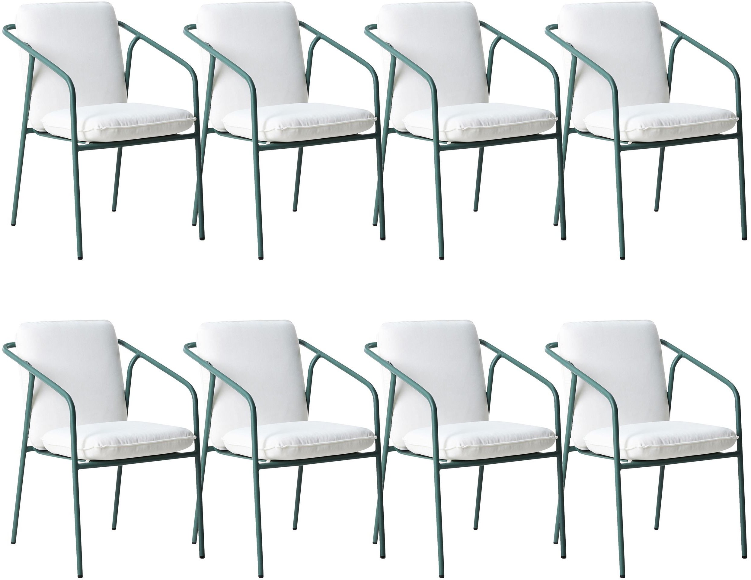 Zestaw 8 krzeseł ogrodowych z poduszkami ASCIANO Metal Zielony