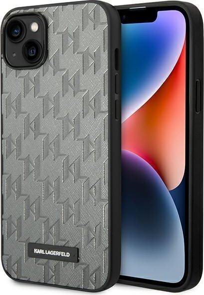 Karl Lagerfeld Etui do iPhone 14 Plus 6,7" hardcase szary/grey Saffiano Mono Metal Logo
