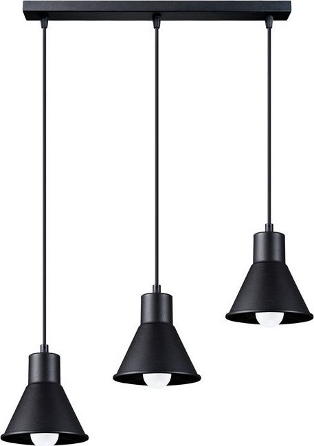 Lampa wisząca Lumes Czarna potrójna lampa wisząca nad wyspę - S167-Melvi