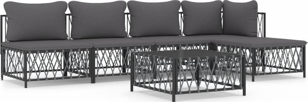vidaXL 6-cz. zestaw wypoczynkowy do ogrodu, z poduszkami, antracytowy