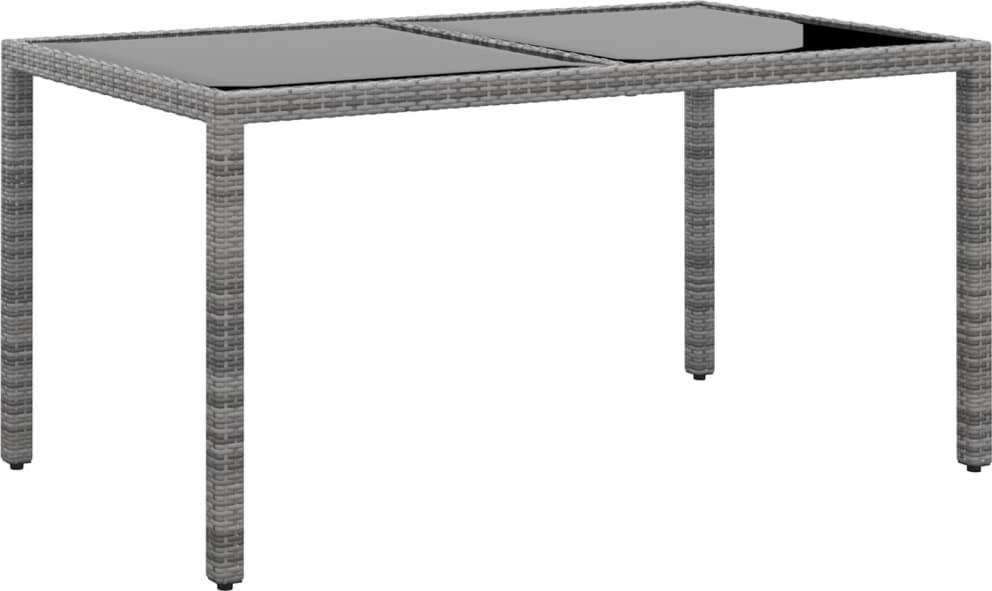 vidaXL vidaXL Stół ogrodowy, 150x90x75 cm, szkło i rattan PE, szary