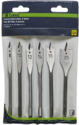 Wiertło Luna do drewna łopatkowe sześciokątne 10 12 14 16 8 25mm zestaw (207220104)