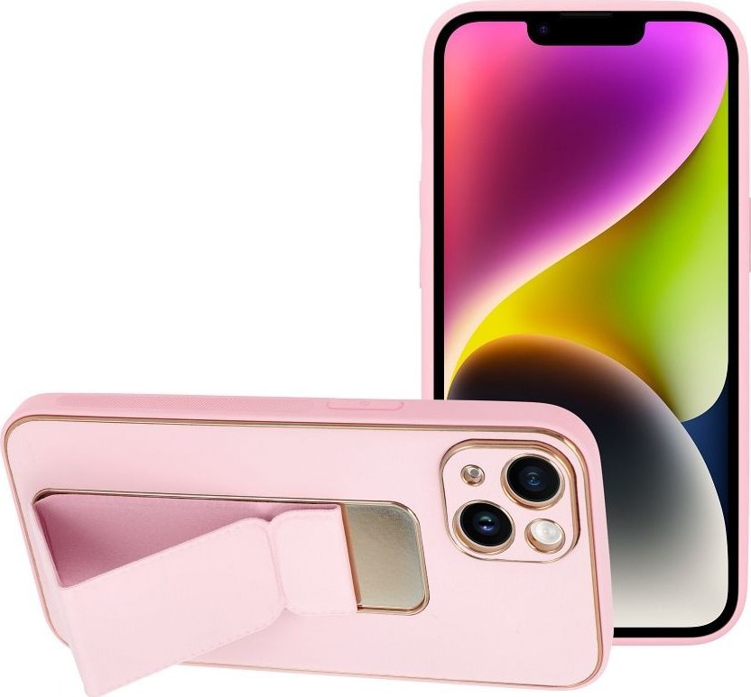 OEM Futerał LEATHER Case Kickstand do IPHONE 14 pink
