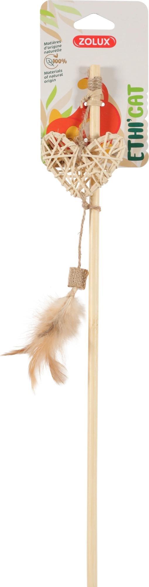 Zolux ZOLUX Zabawka dla kota ETHICAT wędka serce z rattanu i piórka