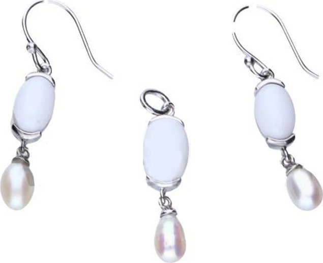 Lovrin Srebrny komplet 925 KOLCZYKI ZAWIESZKA PERŁY 5,9 g