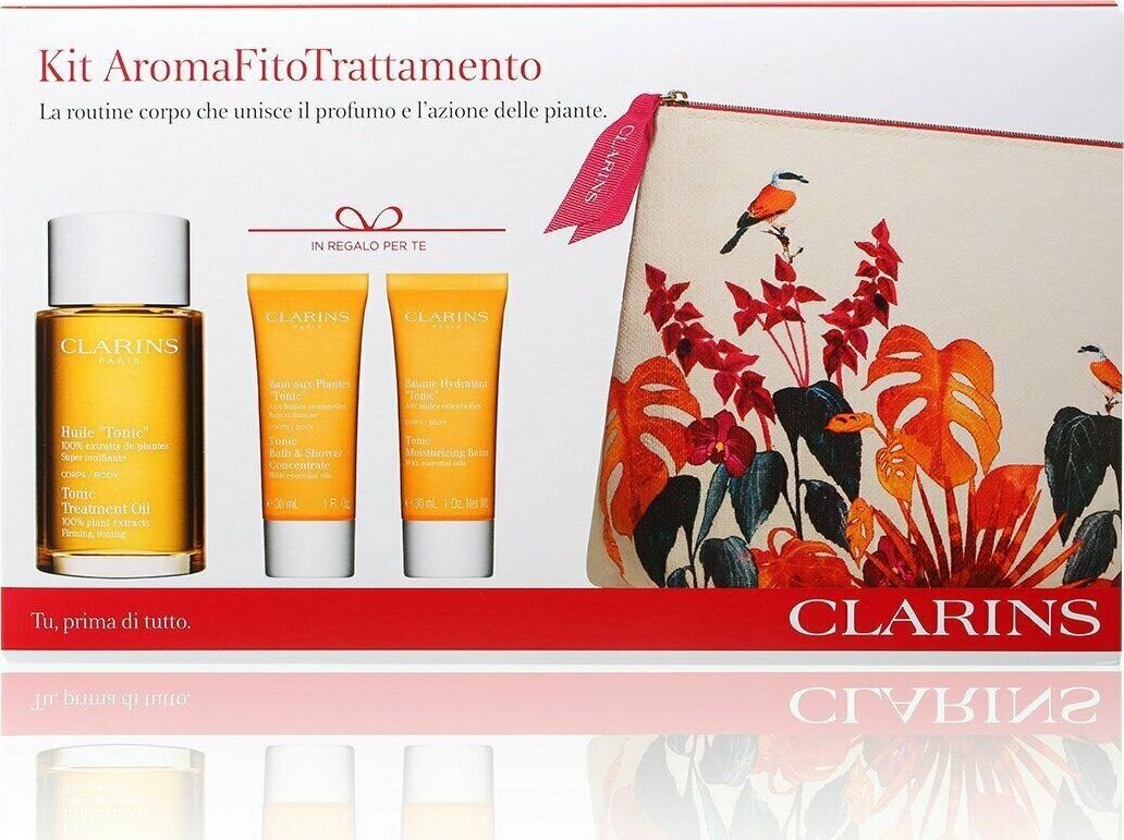 Clarins Aroma Tonic Zestaw pielęgnacyjny olejek do ciała 100ml + płyn do kąpieli 30ml + balsam 30ml
