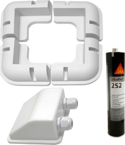 Komplet uchwyty narożne z przejściówką i klejem do paneli słonecznych