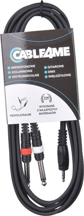 CABLE4ME kabel przewód mini jack 3,5 mm stereo 2x jack mono 6,3 mm 6 m