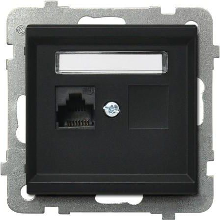 Ospel Gniazdo komputerowe Sonata pojedyncze RJ45 5e czarny metalik (GPK-1R/K/m/33)
