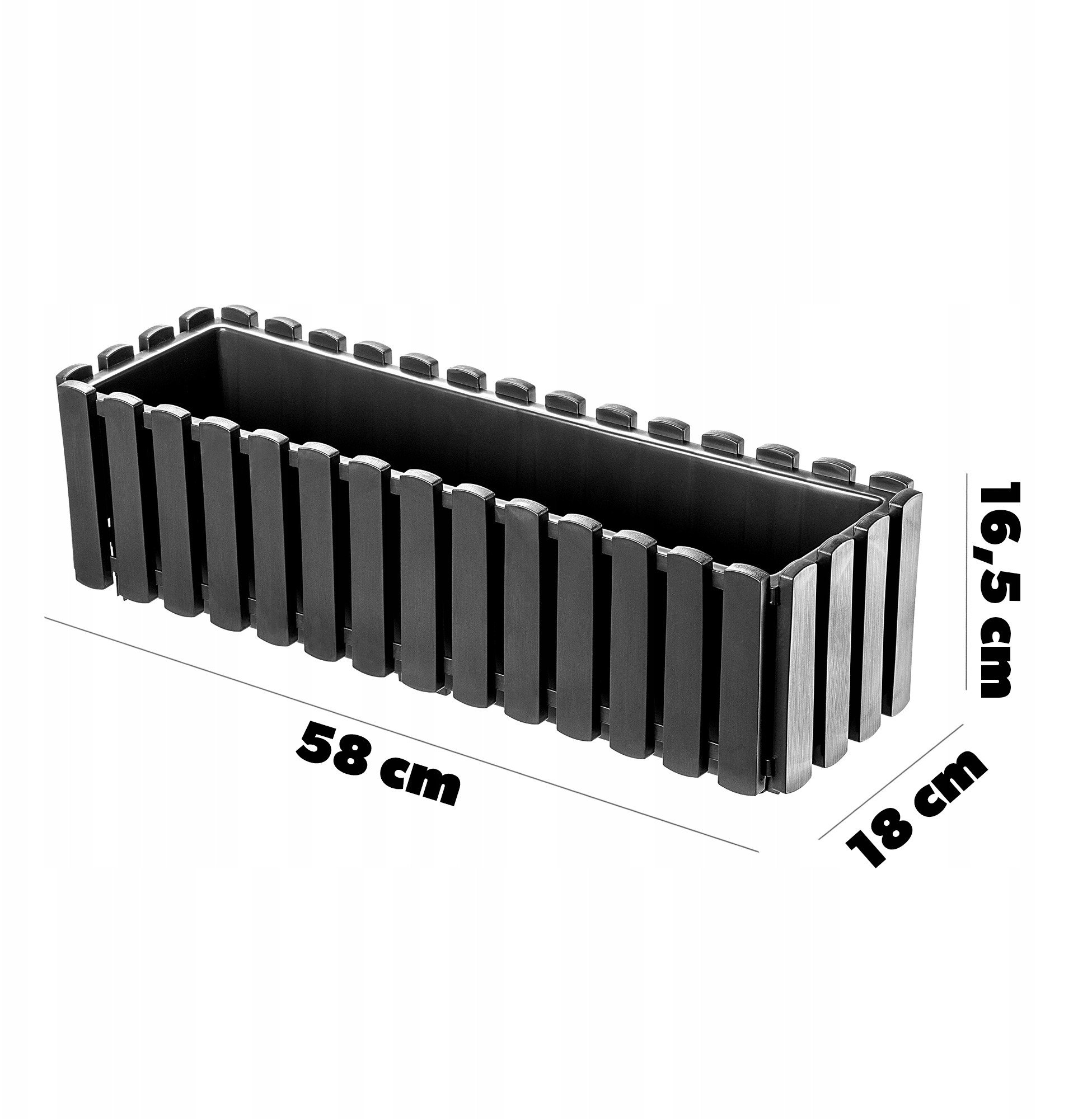 KADAX Skrzynka Balkonowa 58cm + 2 Uchwyty Antracyt