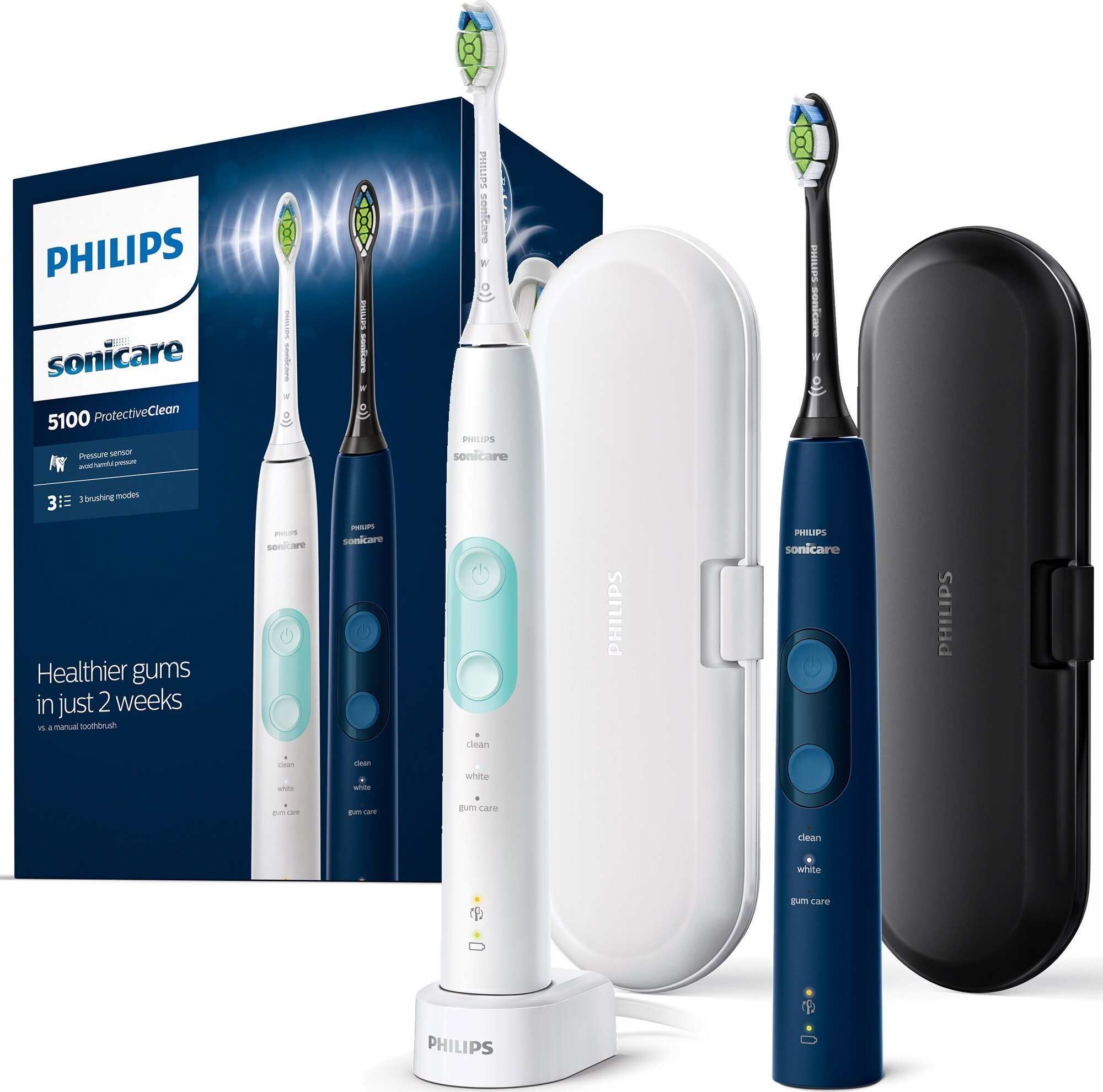 Szczoteczka Philips Sonicare ProtectiveClean 5100 HX6851/34 2 szt. Granatowa