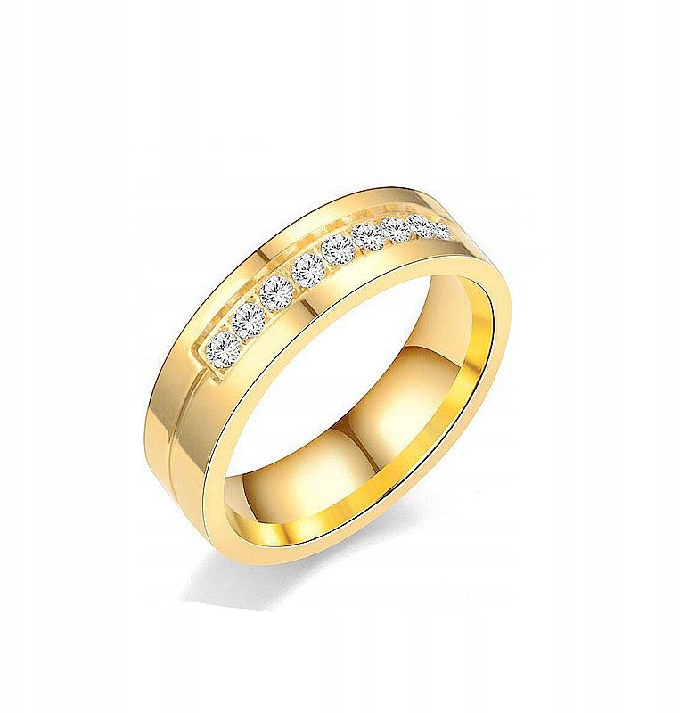 ZŁOTY PIERŚCIONEK OBRĄCZKA ŚLUBNA STAL 316L r.19