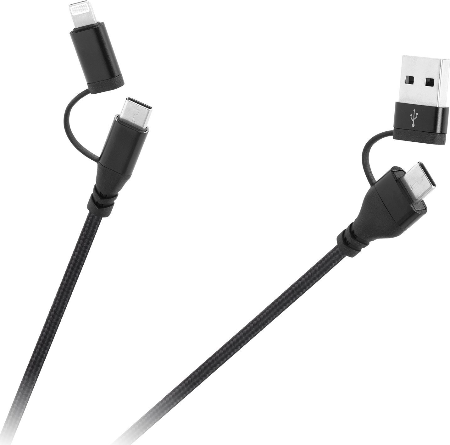 Kabel wtyk USB A/C - wtyk USB C/lightning (2+2) 1m
