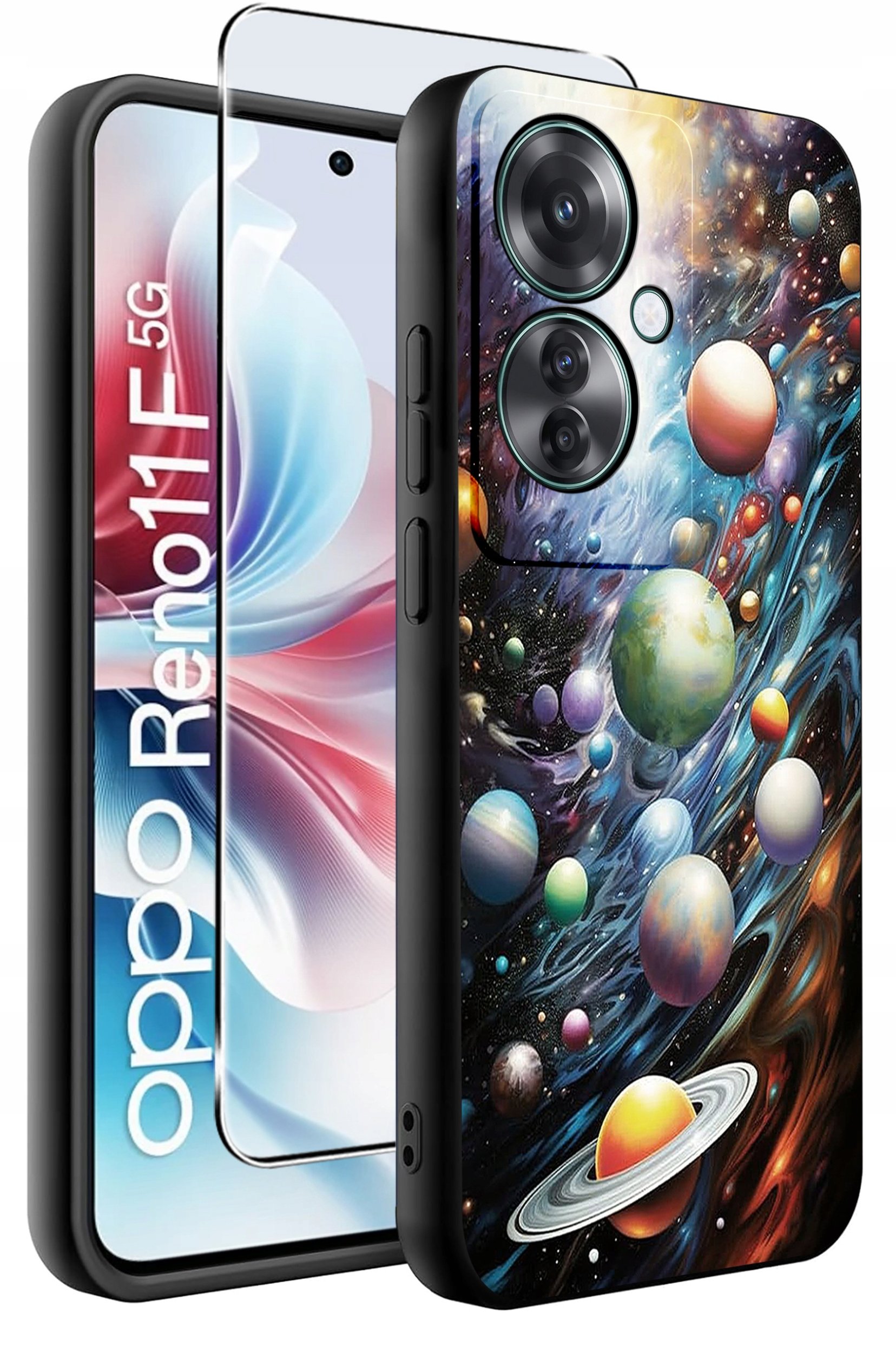 ETUI do Oppo Reno11 F 5G WZORY | SILIKONOWE MATT CASE + SZKŁO HARTOWANE 9H