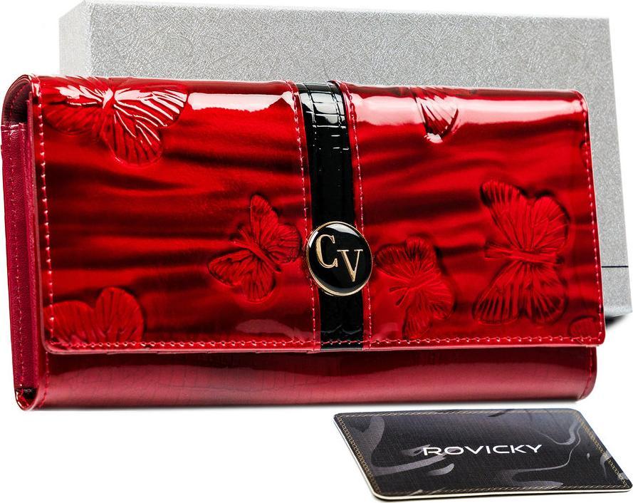 4U Cavaldi Duży, skórzany, lakierowany portfel damski z motylami Cavaldi NoSize