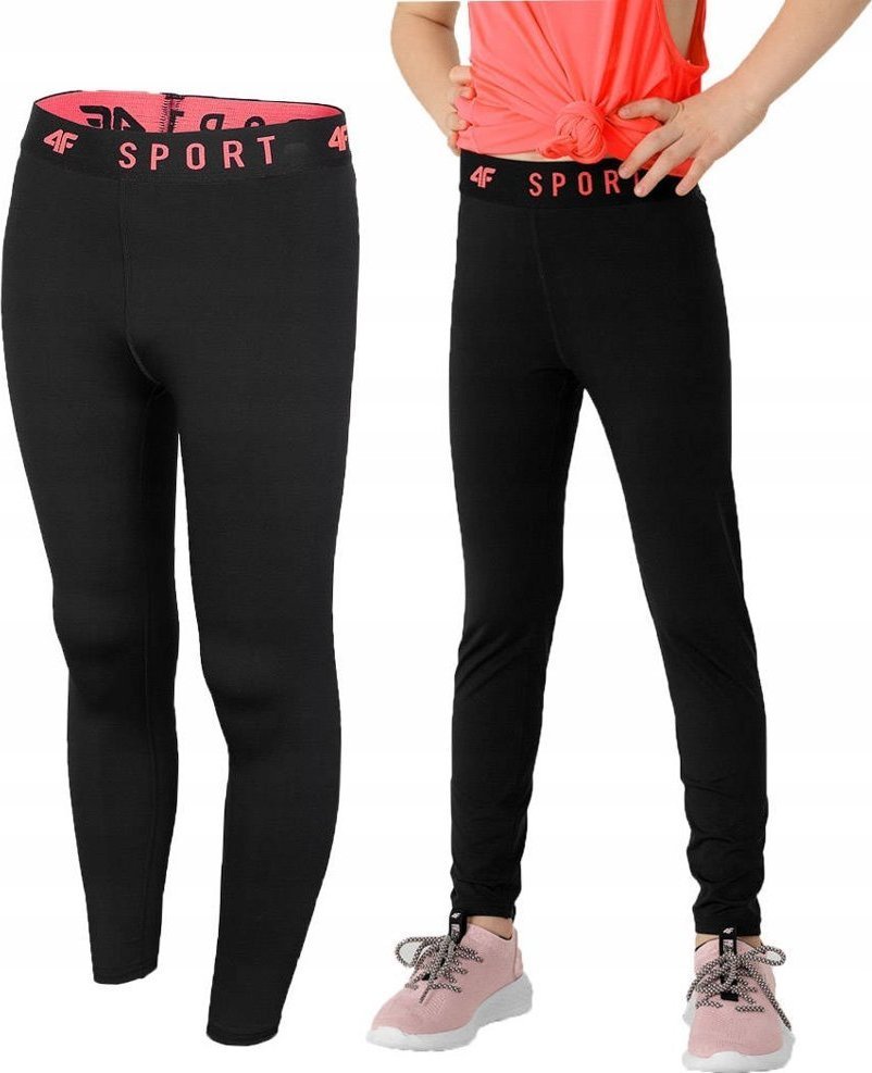 4f Legginsy dla dziewczynki 4F głęboka czerń HJL22 JSPDF002 20S 158/164cm