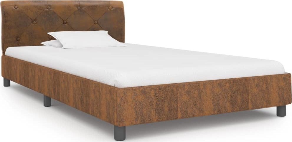 vidaXL Rama łóżka, brązowa, sztuczna skóra zamszowa, 100 x 200 cm