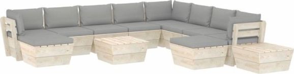 vidaXL VidaXL 12-cz. ogrodowy zestaw wypoczynkowy z palet, poduszki, świerk