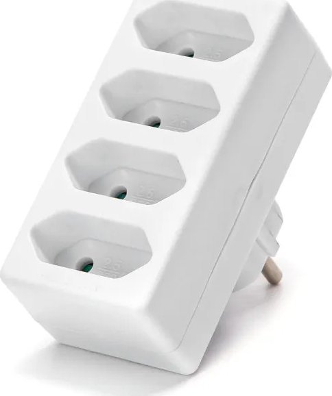 Aigostar Francuski adapter czterodrożny bez wyłącznika 2,5A biały Francuski adapter czterodrożny bez wyłącznika 2,5A biały