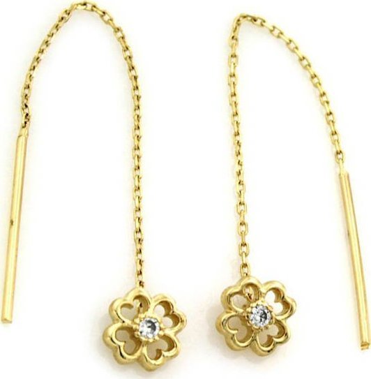 Lovrin Złote kolczyki 585 przewlekane z koniczynką