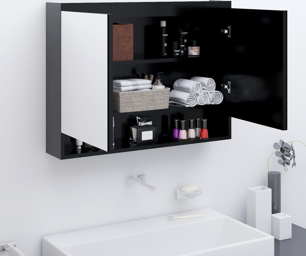 vidaXL vidaXL Szafka łazienkowa z lustrem, 80x15x60 cm, MDF, antracytowa